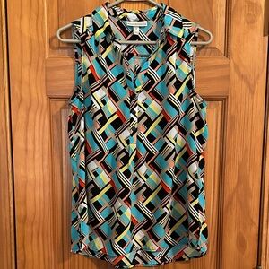 Dana Buchanan Geometric Sleeveless Blouse in great condition